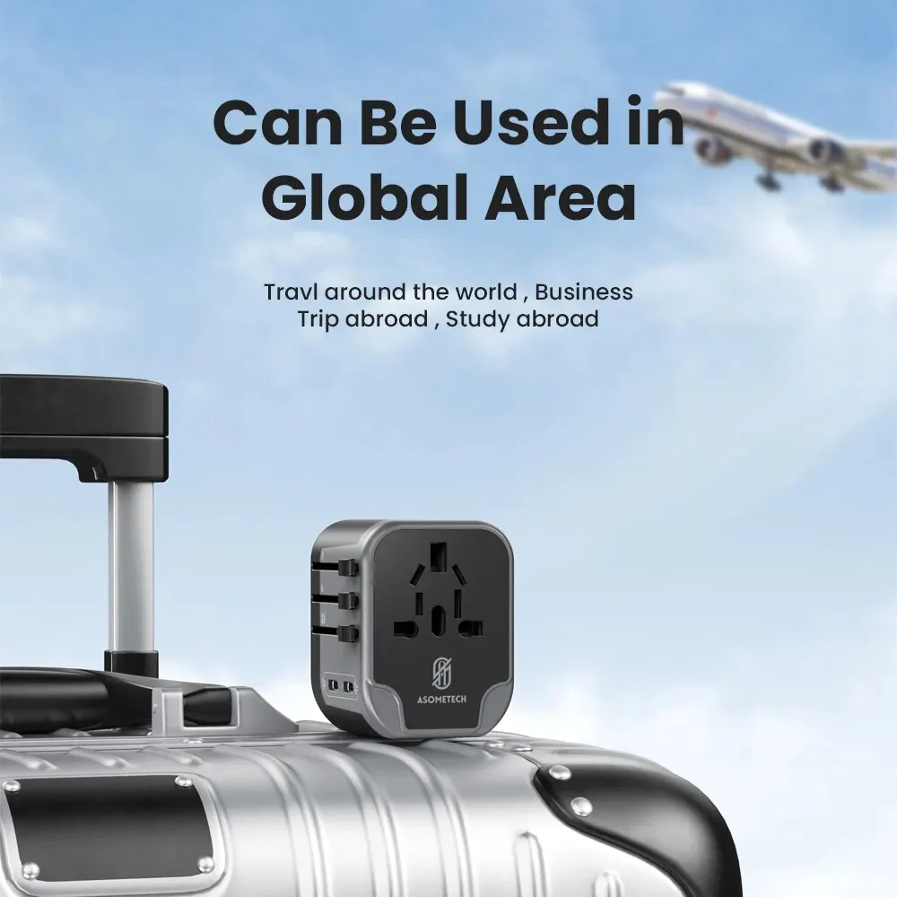 Universal Travel Adapter with Dual USB and Type-C Ports - All-in-One Charger