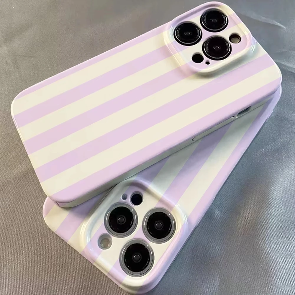 LALA Pastel Purple Stripe Glossy Film Phone Case