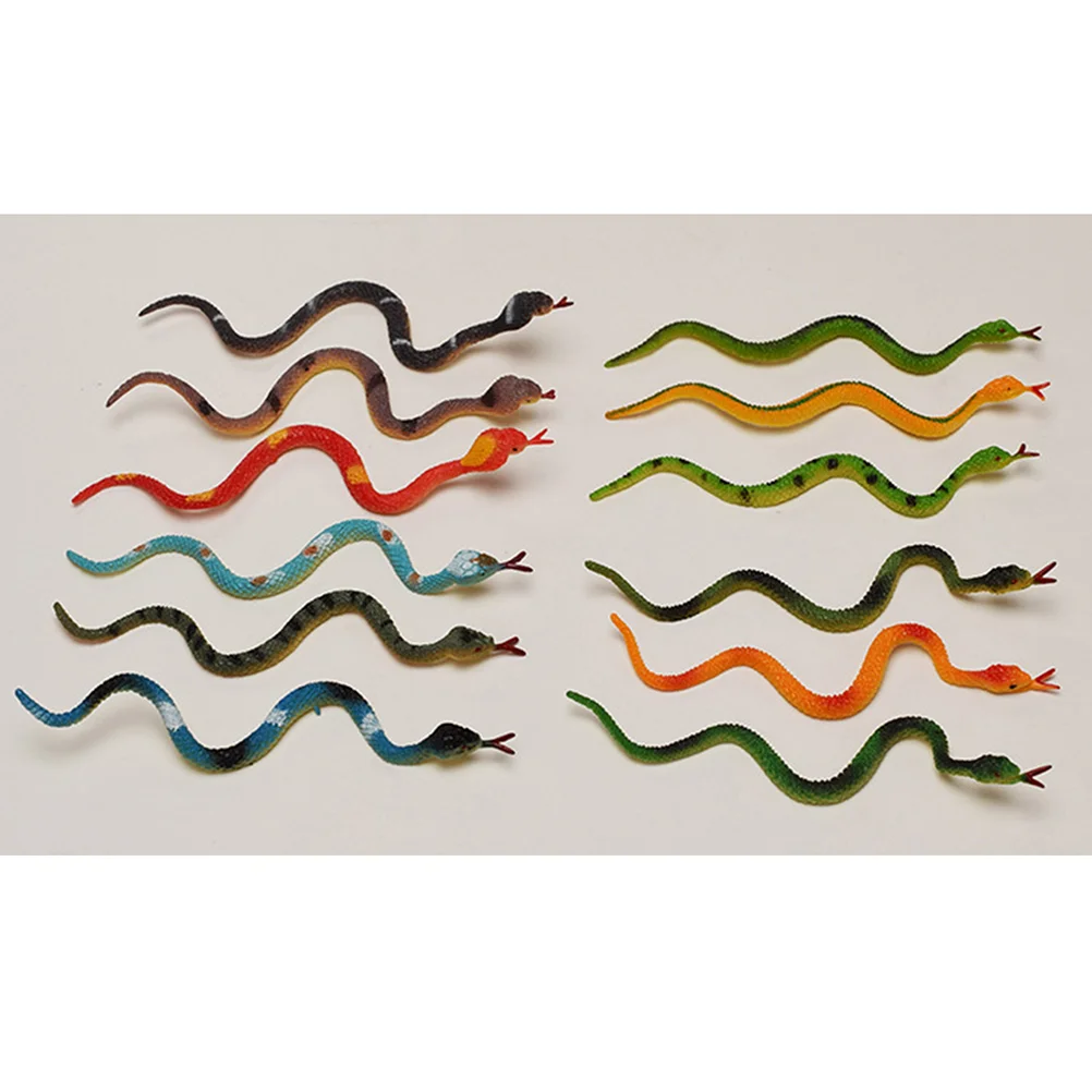 12 Pcs Artificial Rubber Faux Snake Model Funny Toy Prank Prop High Simulation PVC Mini Toys