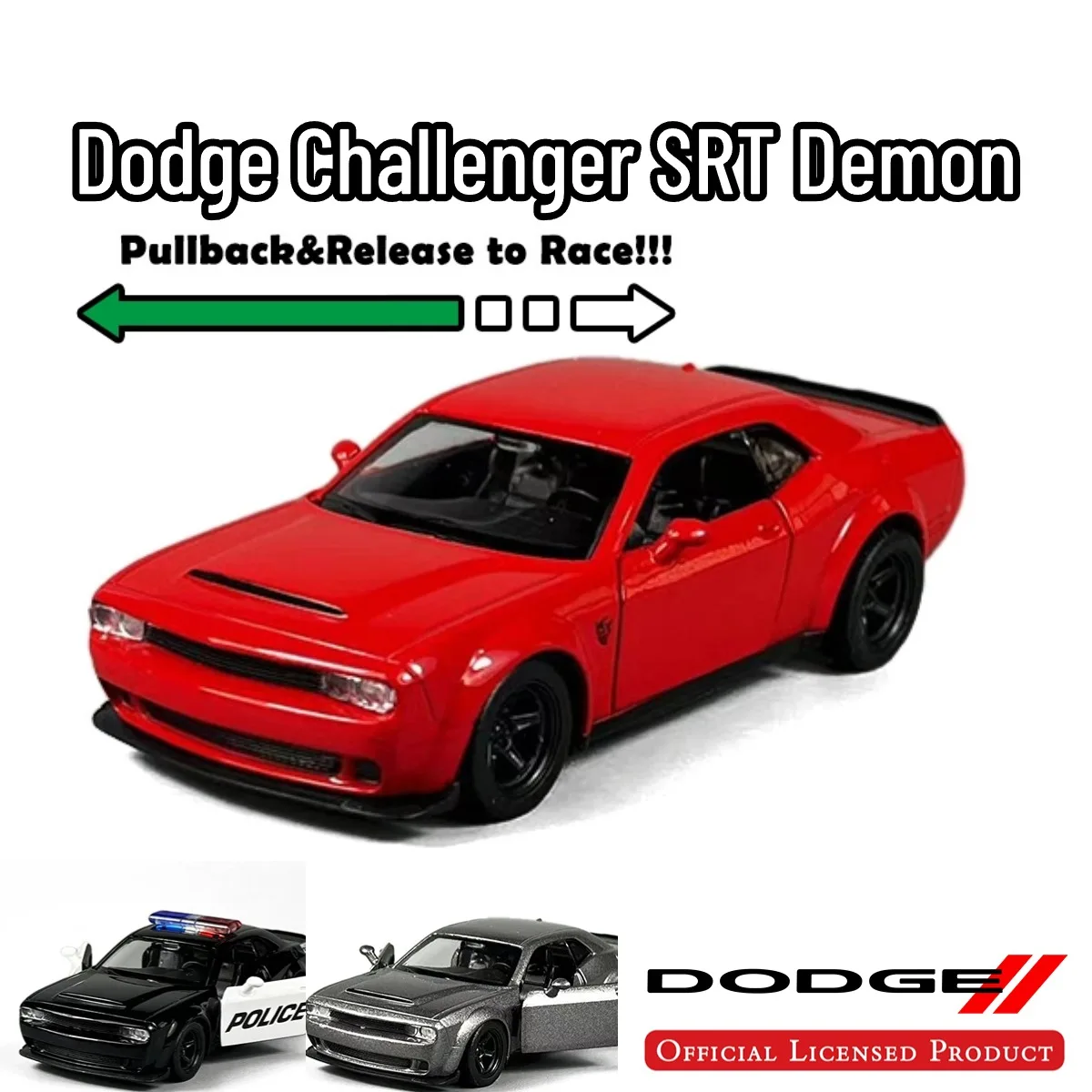 

1:36 Scale Replica Dodge Challenger SRT Demon Retro Muscle Car Model Home Office Interior Decor Ornament Kid Boy Xmas Gift Toy