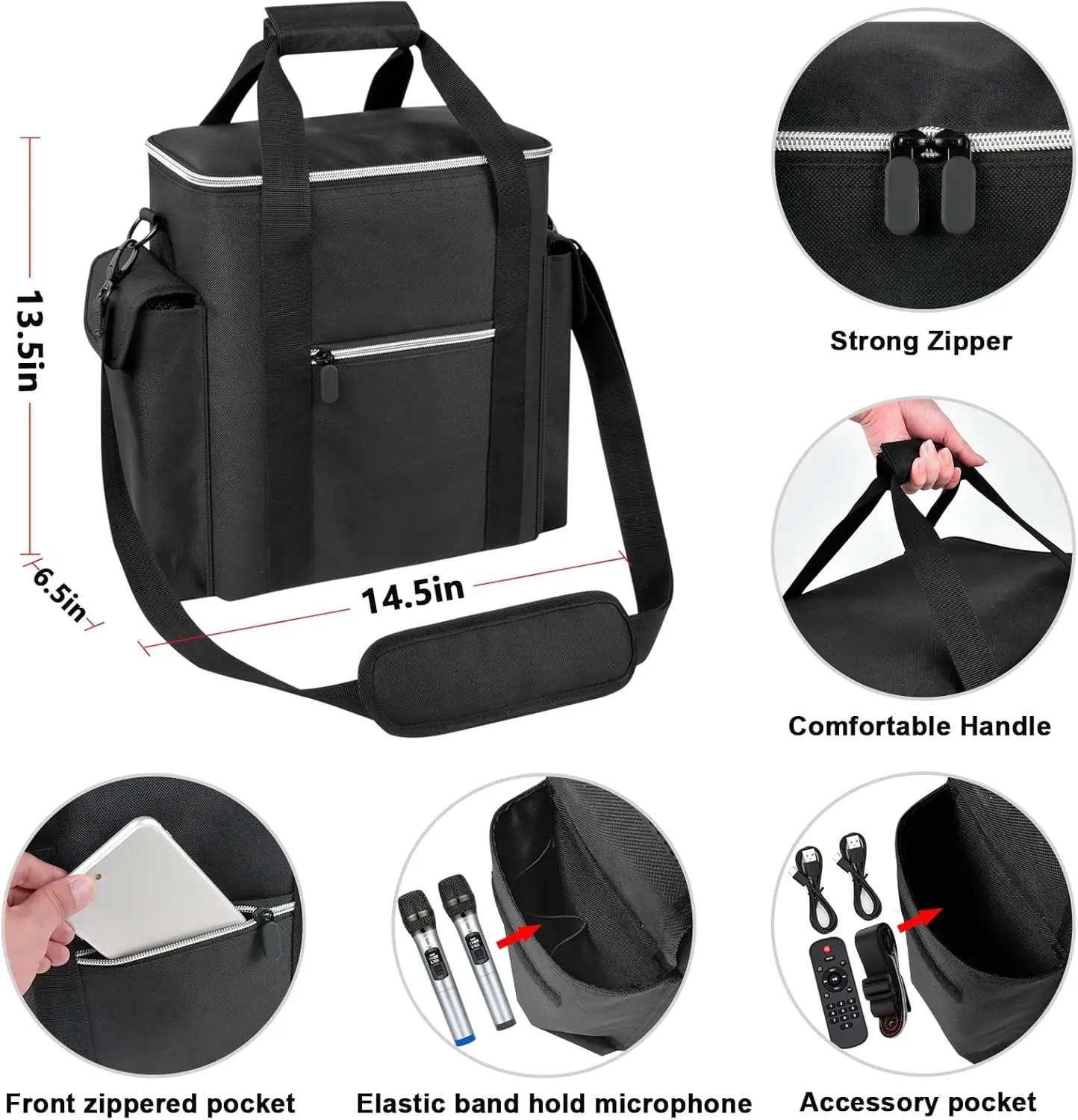 （CASE ONLY) Karaoke Bag Compatible with JYX-S55/ for JYX 69BT Karaoke Machine with Two Wireless Microphones,Holder for MS69 3