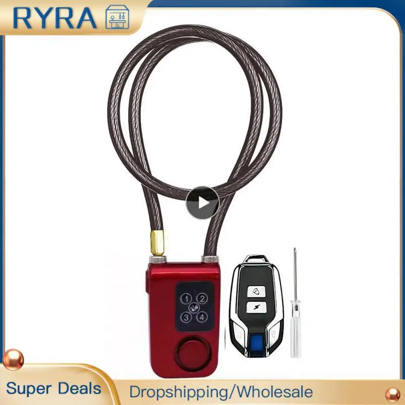 Smart Alarm Lock Anti-Theft Chain For Bike Gate APP Wireless Remote Control Blue Electric Door Spiral Four-digit Passwords