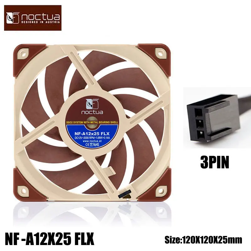 Noctua NF-A12x25 120 ミリメートル 12v/5v 冷却ファン 3pin/4pin PWM