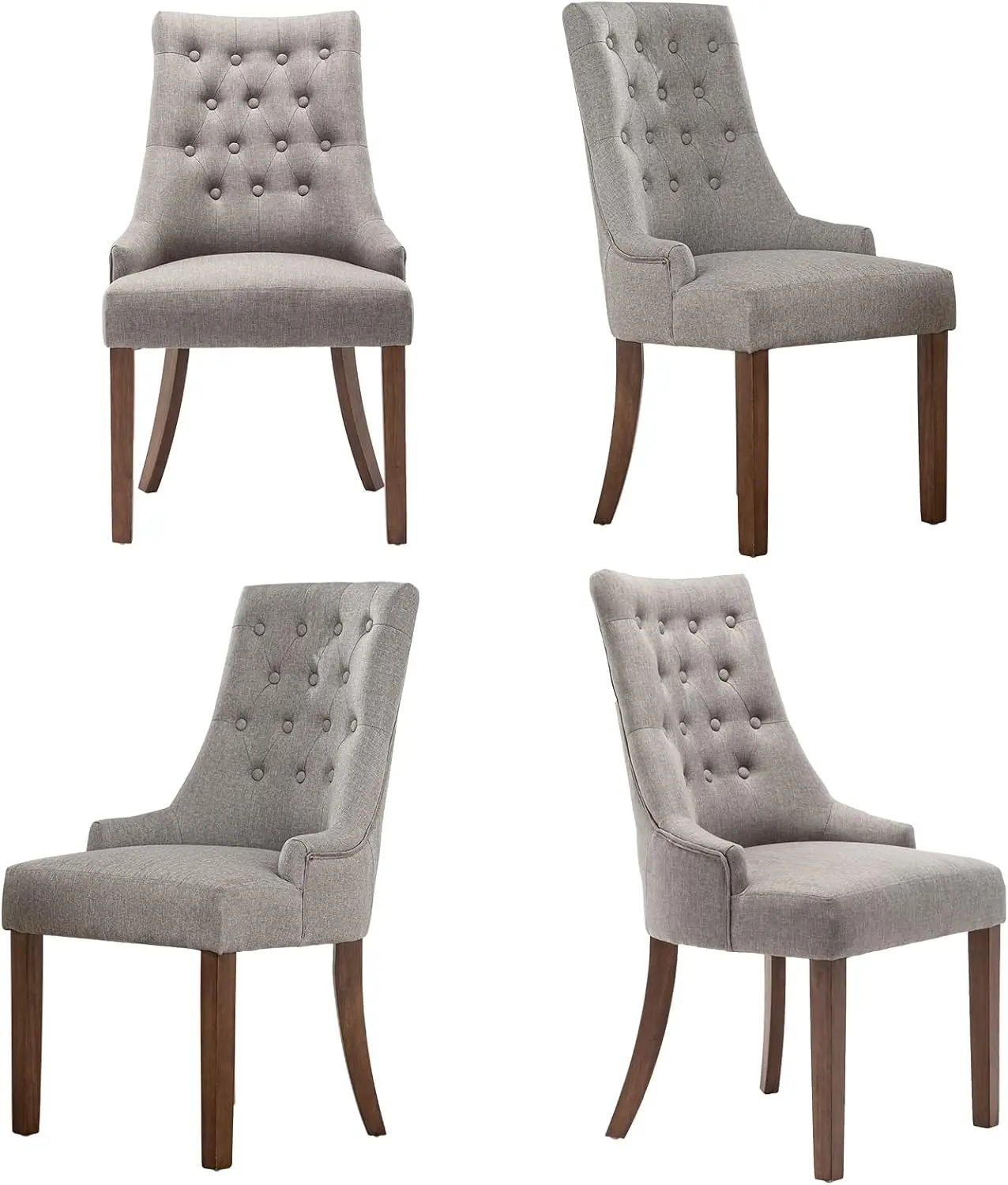 

COLAMY Wingback мягкие обеденные стулья набор из 4, тканевые обеденные стулья с ворсовой кнопкой, стулья для гостиной