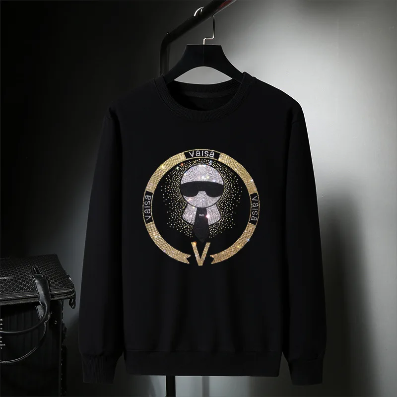 

2023 Men Buddha Rhinestones Hoodie Sweatshirt Fashion Streetwear Full Pullover Hoodie Slim O Neck Cotton Mens Autumn Clothes 7XL