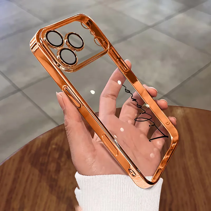 Personalized Customized Name Transparent TPU Luxury Plating Phone Case for thumbnail 6