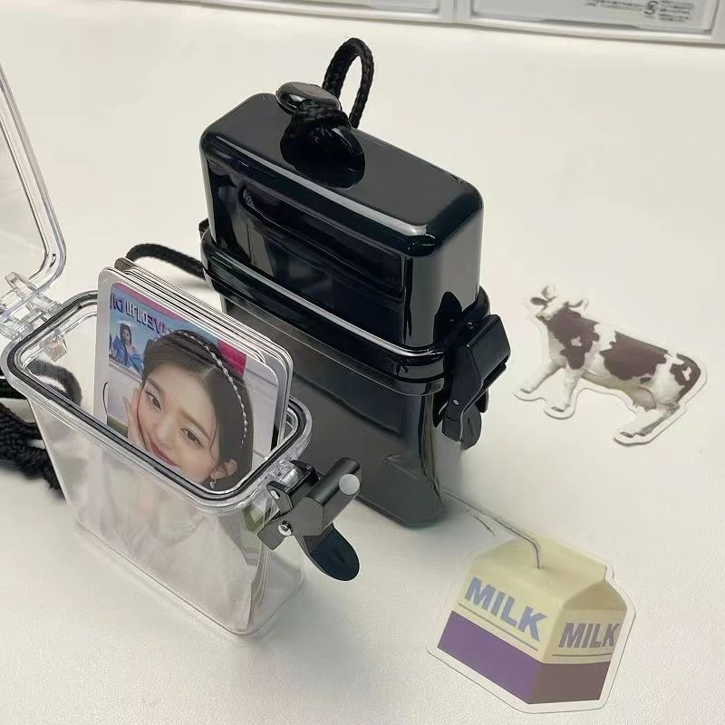 3 Inch Transparent Storage Box Photocard Holder with Rope Waterproof Card Case Outdoor Square Dustproof Box Photo Storage Box 2