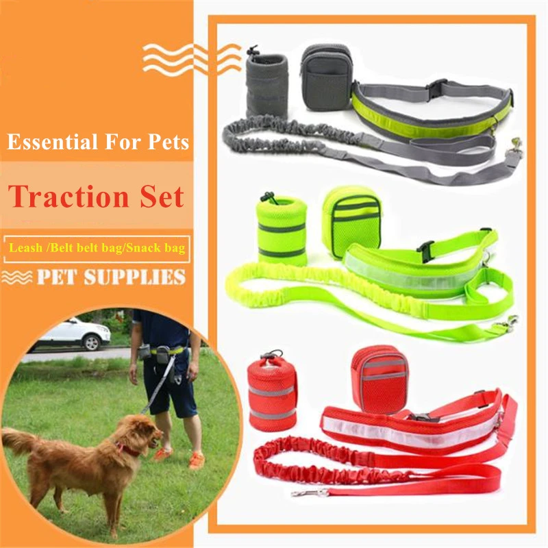 Pet Elastic Belt Collar Running Waist Dog Leash Set Hands Free Jogging Rope Puppy Harness Strap Animal Canicross Supplies Decor