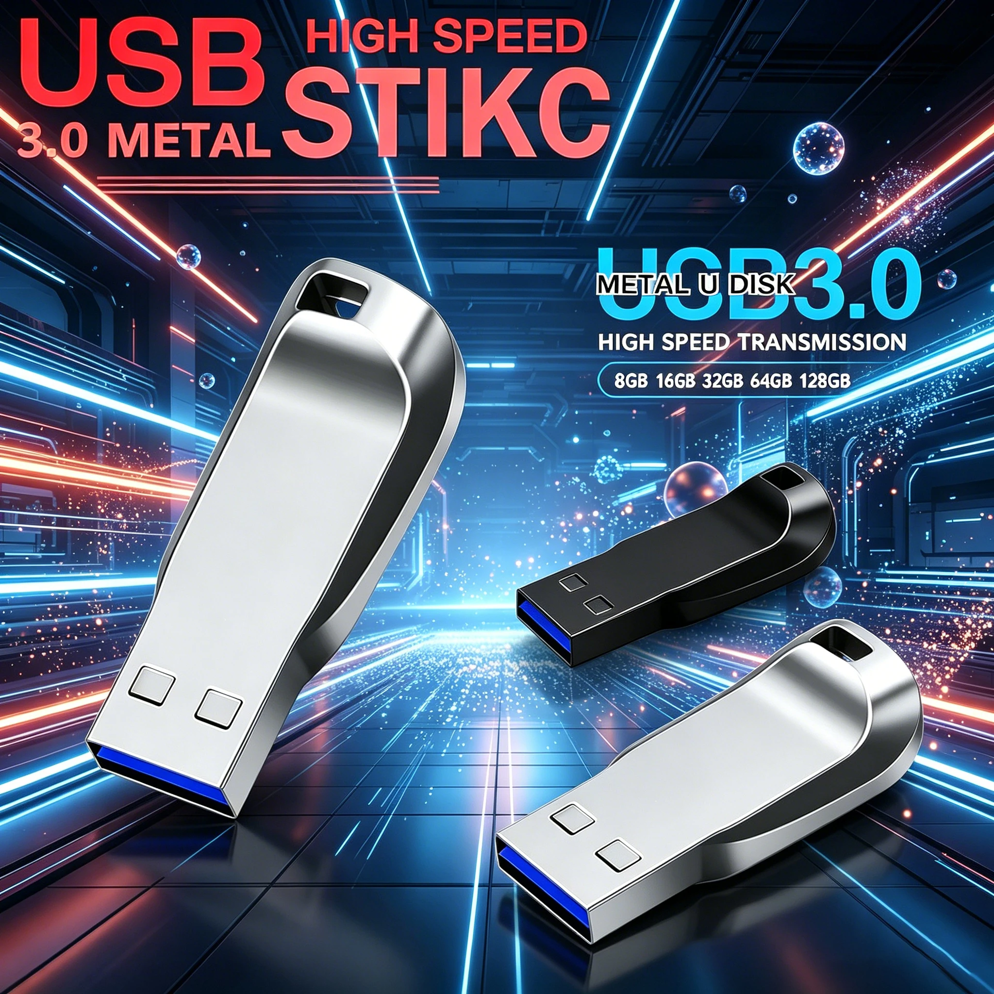 High-Speed Metal USB 3.0 Flash Drive - Versatile Memory Storage Solution
