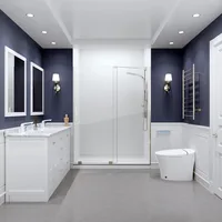76 x 60 inch Semi-Frameless Shower Door in Brushed Nickel, Longboat Water Repellent Glass Shower Door with Seal Strip Parts 2