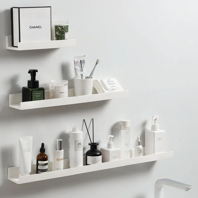T-Shaped HIPS Bathroom Organizer-No Drill Wall-Mounted Shelf for Mirror Cabinets, Waterproof & Durable (White)