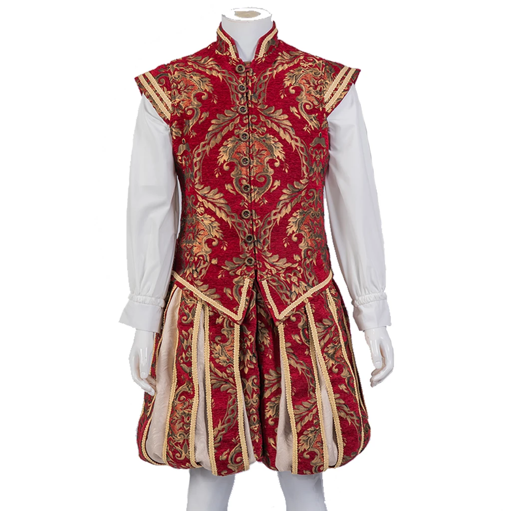 Costume Cosplay Homme Style Victorien/Tudor - Roi Prince élisabéthain - Inclut Pantalon Bouffant (citrouille) - Pour Fêtes, Renaissance, Théâtre