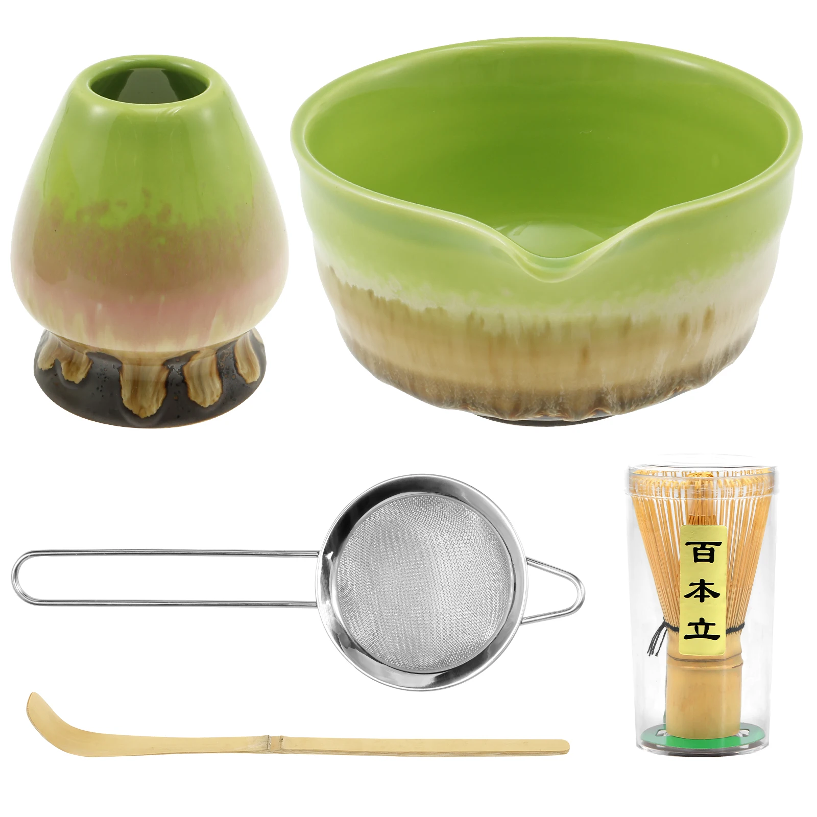 Ceramic Handmade Japanese Matcha Tea Set Matcha Bowl Bamboo Whisk Teaspoon Tea Set Beverage Shop Tea-making Tools Accessories