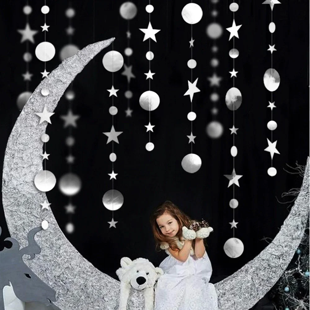 4M Hochzeitsdekoration Glitzer-Stern-Papiergirlande Wandbehang Banner Schnurkette Babyparty Geburtstag Jubiläum Partydekoration – Detail 5