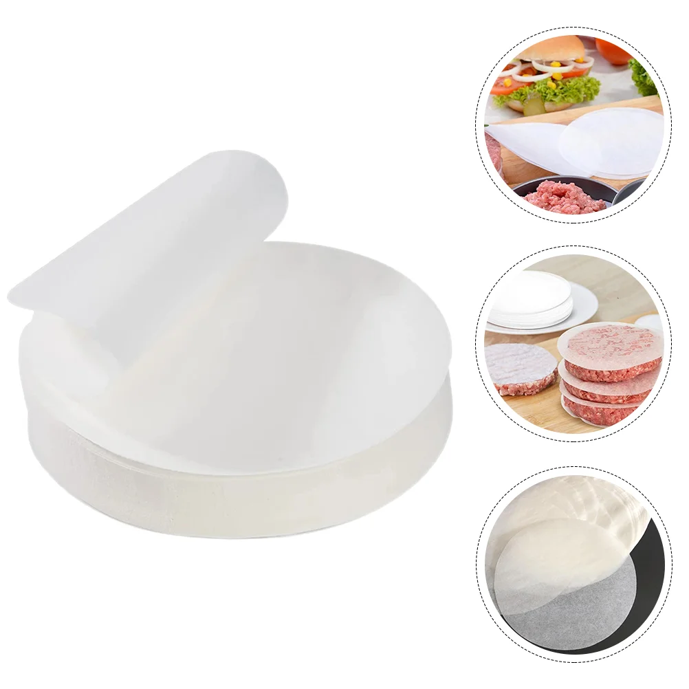 200 Pcs Baking Paper Steamed Stuffed Bun Non Stick Griddle Pan Hamburger Separate Burgers Raw Wood Pulp Patty
