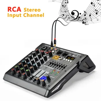 Freeboss Audio Mixer 4 Channels 99 Effect USB Mixing Console PC Record Bluetooth Studio 48V Sound Table Karaoke Mix Desk AG-AT4 6