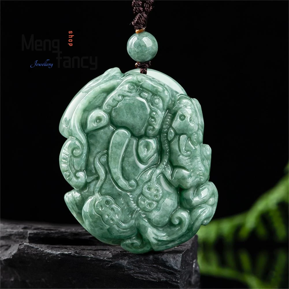 

Natural A-goods Jadeite Fortune Pixiu Ice Jade Pendant Exquisite Engraver Handicraft Mascots Best Selling Fashion Luxury Jewelry