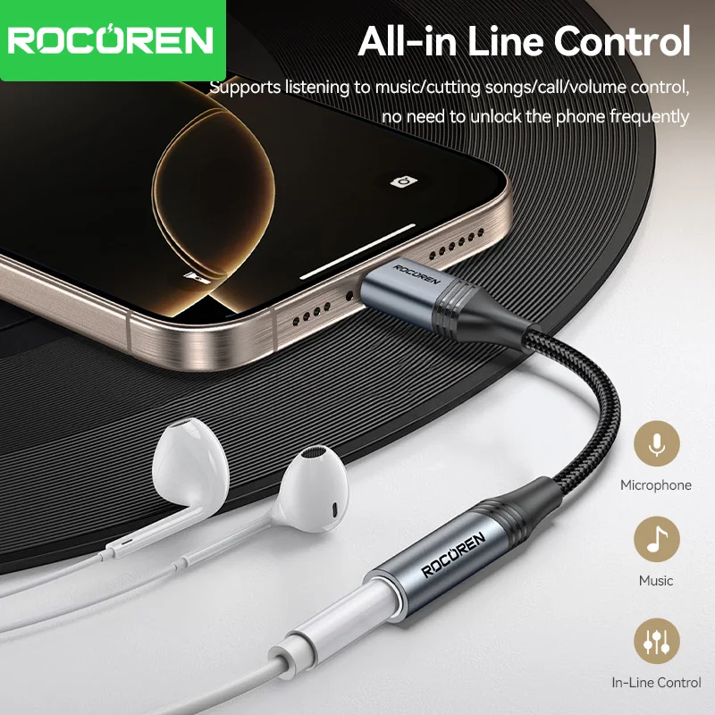 Rocoren USB C to 3.5mm Jack Dac Audio Cable Male To Female Headphone Adapter Type C To 3.5 mm Converter for Samsung Xiaomi Phone Best Sellers In Phones Accessories