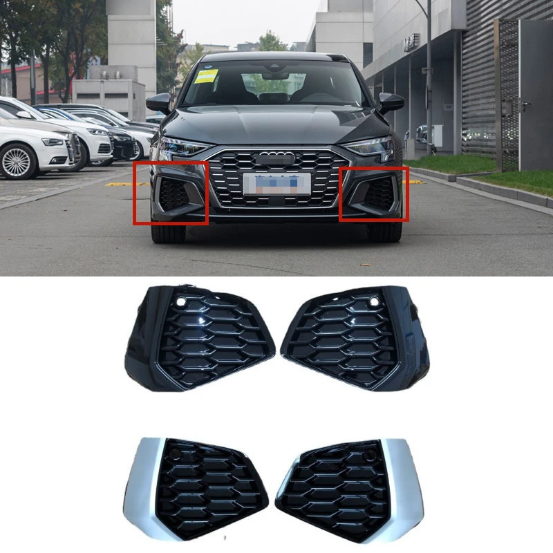 

For Audi A3L A3 S3 2021 2022 2023 Car Accessories Front Bumper Grille Fog Lamp Cover Frame Fog Lights Cover Trim