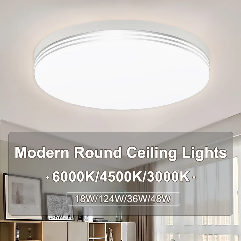 Modern LED Ceiling Lights Bedroom Lighting 48W 36W 24W 18W Round Ceiling Lamp Fixtures for Balcony Entrance Staircase Home Decor