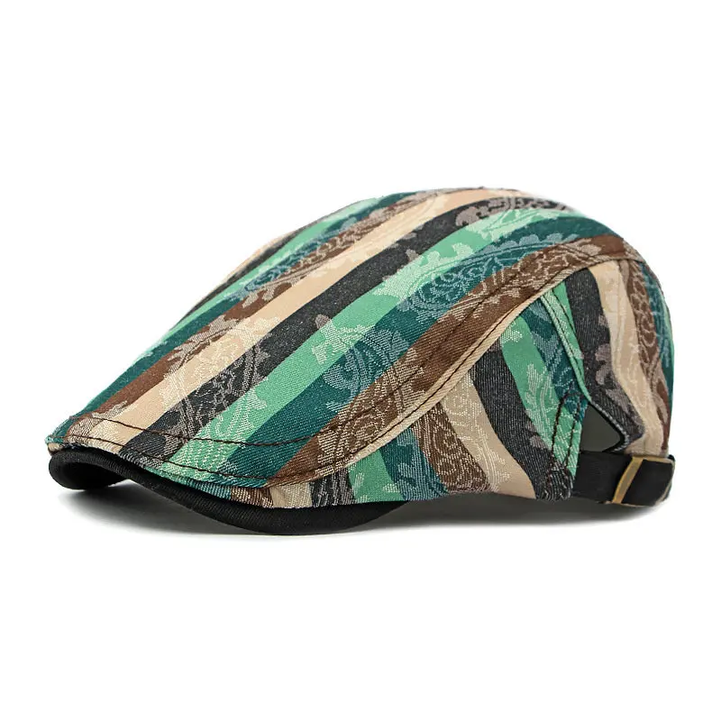 Four Seasons Cotton Print Newsboy Caps Flat Peaked Cap Men and Women Painter Beret Hats 160