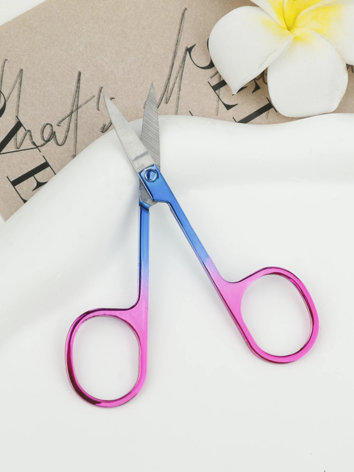 Gradient Color Stainless Steel Eyebrow Clipper Trimmer Household Beauty Scissors Small Scissors