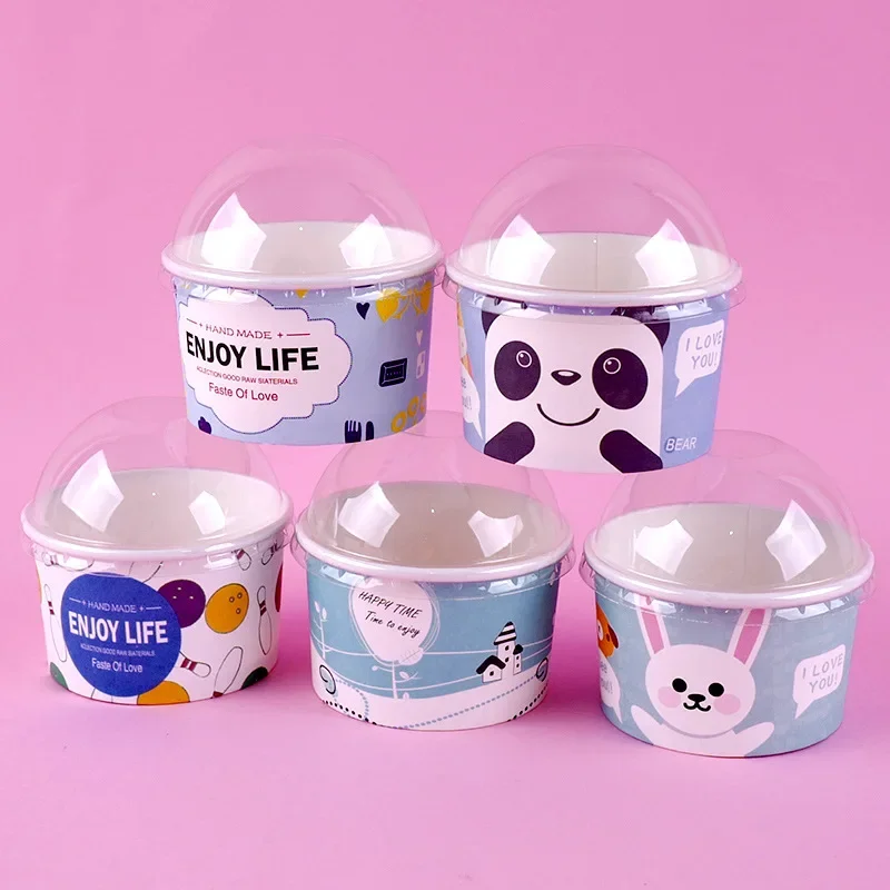 50PCS Paper Cups Birthday Party Favors Dessert Cup High Quality Cartoon Ice Cream Bowl 100ml Small Round Disposable