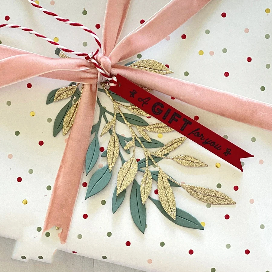 2025년 신규 겨울 크리스마스 소나무 잎 가지 금속 커팅 다이, DIY 스크랩북 나이프 몰드 블레이드 펀치 스텐실 카드 제작용