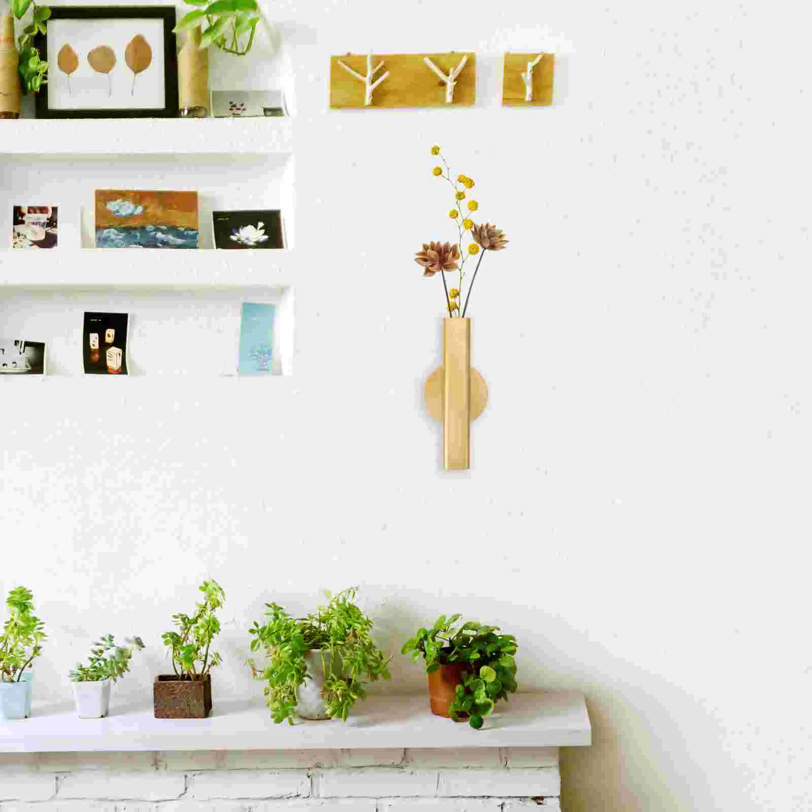 Vases Wall Mounted Flower Hanging Pot Mini Tube The Flowers Metal Decor Holder Black 6