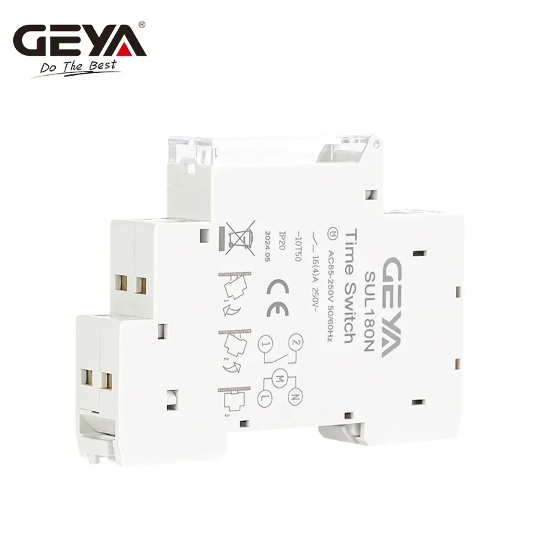 GEYA SUL180N Timer Switch 24 Hours Electrical Programmable Timer 110V 220V 16A with Battery Din Rail Mechanical Timer Switch CE 4