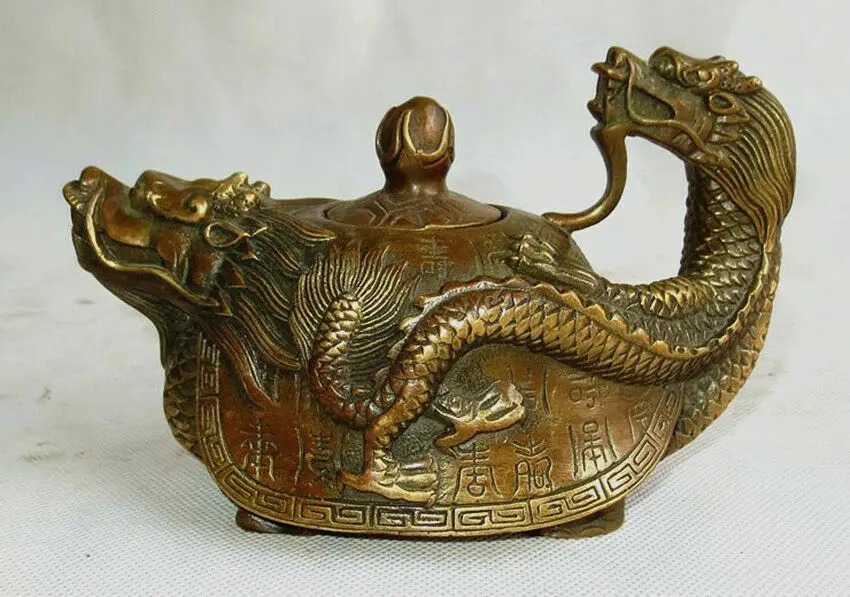 

Collection Decoration Old Chinese Copper Handwork Dragon Tea Pot