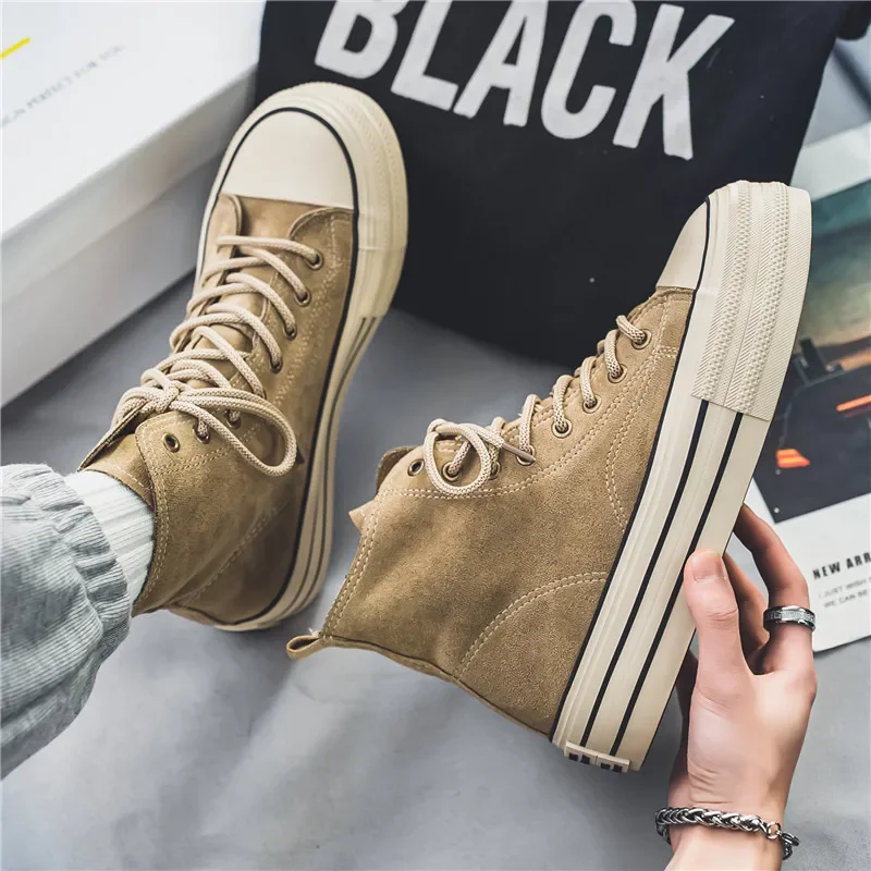 High-Top Canva Men's Shoes Summer Breathable 2024 New Style Black Student Niche Sports Casual Platform Fabric Shoes 3