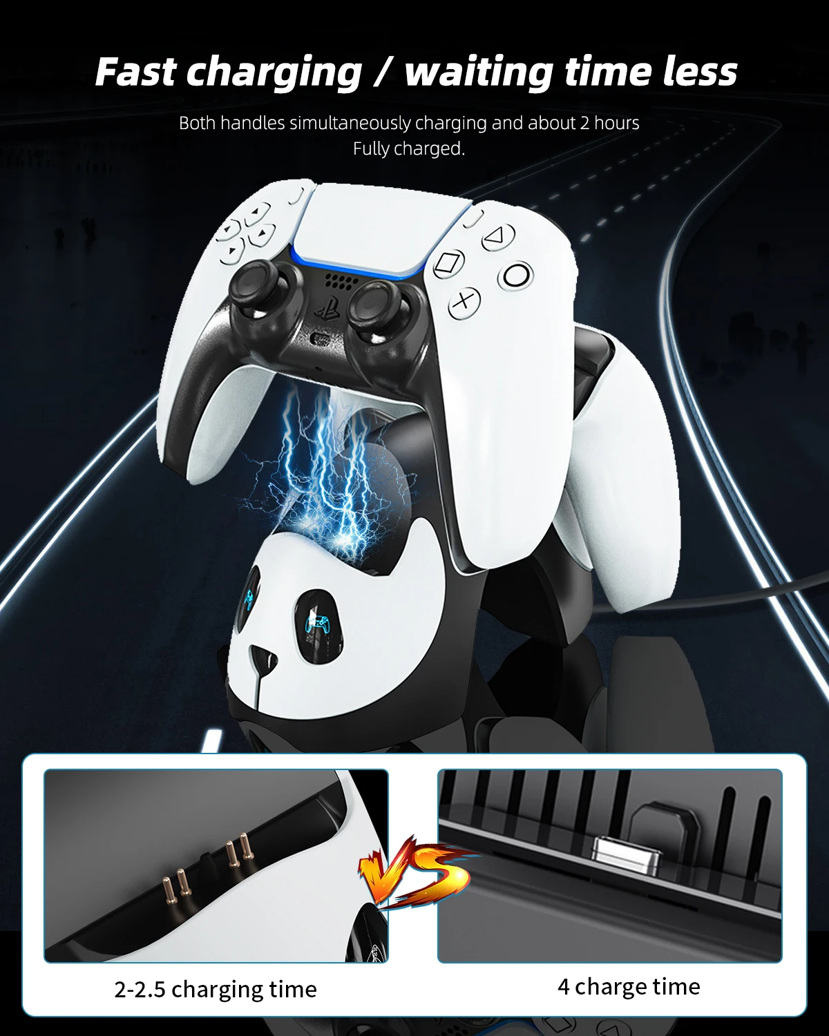 Controller Charger for Sony PlayStation5 Wireless Controller Type-C USB Dual Fast Charging Cradle Dock Station for PS5 Joystick Gamepads
