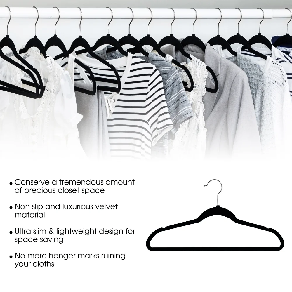 Non Slip Velvet Clothing Hangers, 50 Pack, Gray - AliExpress