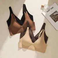 Beau dos Invisible sous-vêtements sans couture femmes grand sein révélant petit sein rassemblant côté poitrine Sexy soutien-gorge sans fil 2