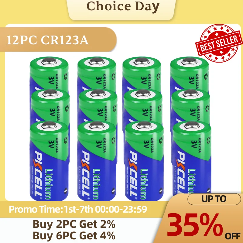 12Pcs PKCELL 3V Battery CR123A CR123 123A CR17345 KL23a VL123A DL123A 5018LC EL123AP Li-MnO2 Lithium batteries LED Flashlight