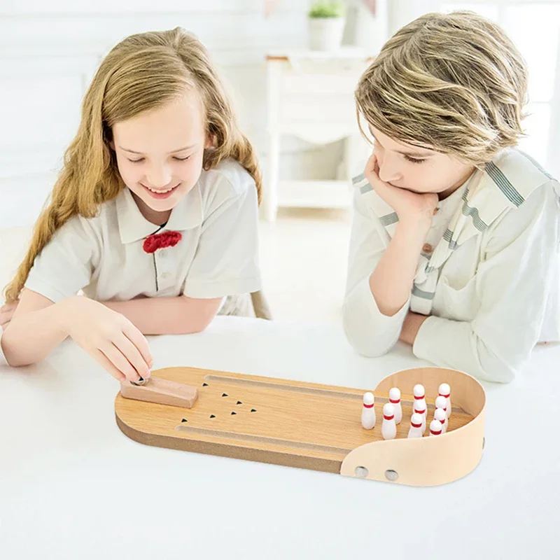 

Factory Wholesale Children's Educational Wooden Toys Mini Bowling Infant Parent-Child Interactive Desktop Grounder Game
