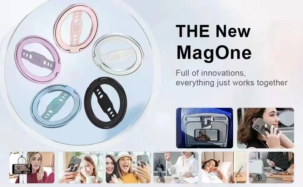 Sf4877864180d45ce9dbbbb4cd93854d2s Magnetic Ring Phone Holder for Magsafe Wireless Charging Phone Grip Stand with Silicone Finger Strap Removable Car Phone Holder Mallzona