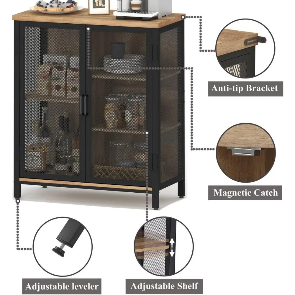 Small Bar Cabinet with Storage for Home Rustic Farmhouse Liquor Cabinet Industrial Buffet for Living Room