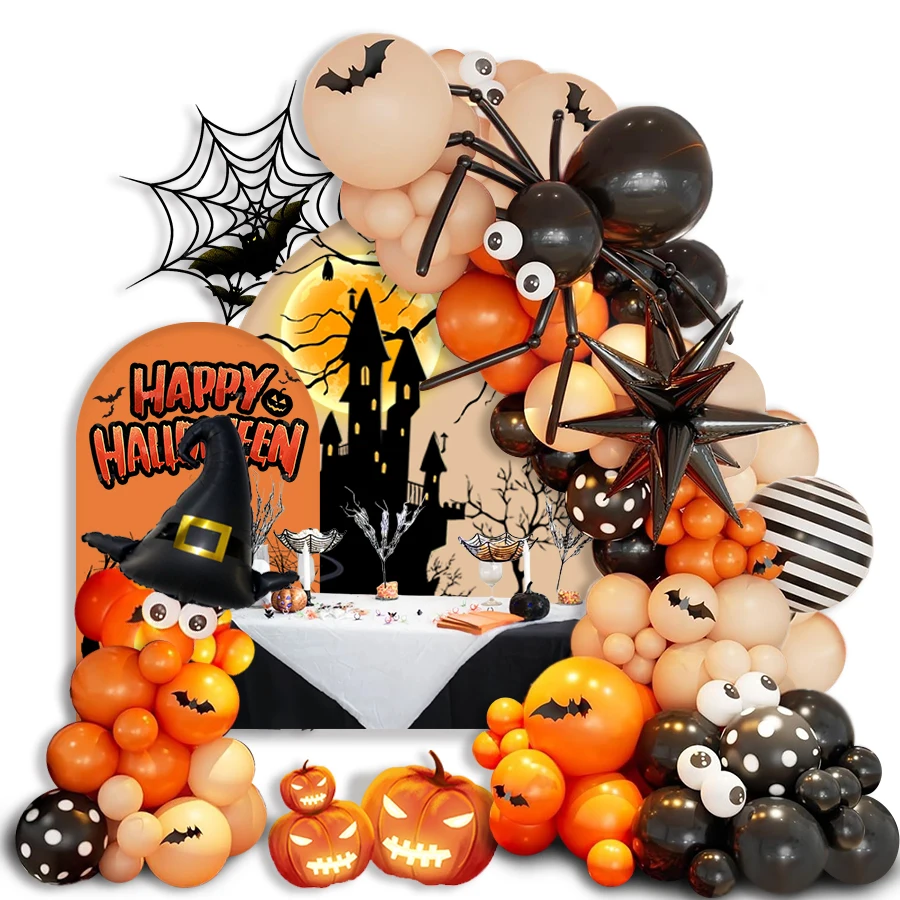 Kit Decoración Halloween 14 Piezas - Telarañas, Murciélagos, Arañas, Calaveras