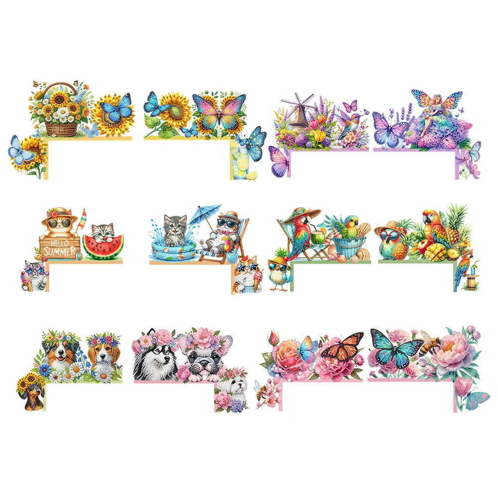 2D Flat Animal Pattern Handmade Holiday Decorations Door Corner Decor 5D Diamond Painting Art Kit for Indoor Outdoor Wall