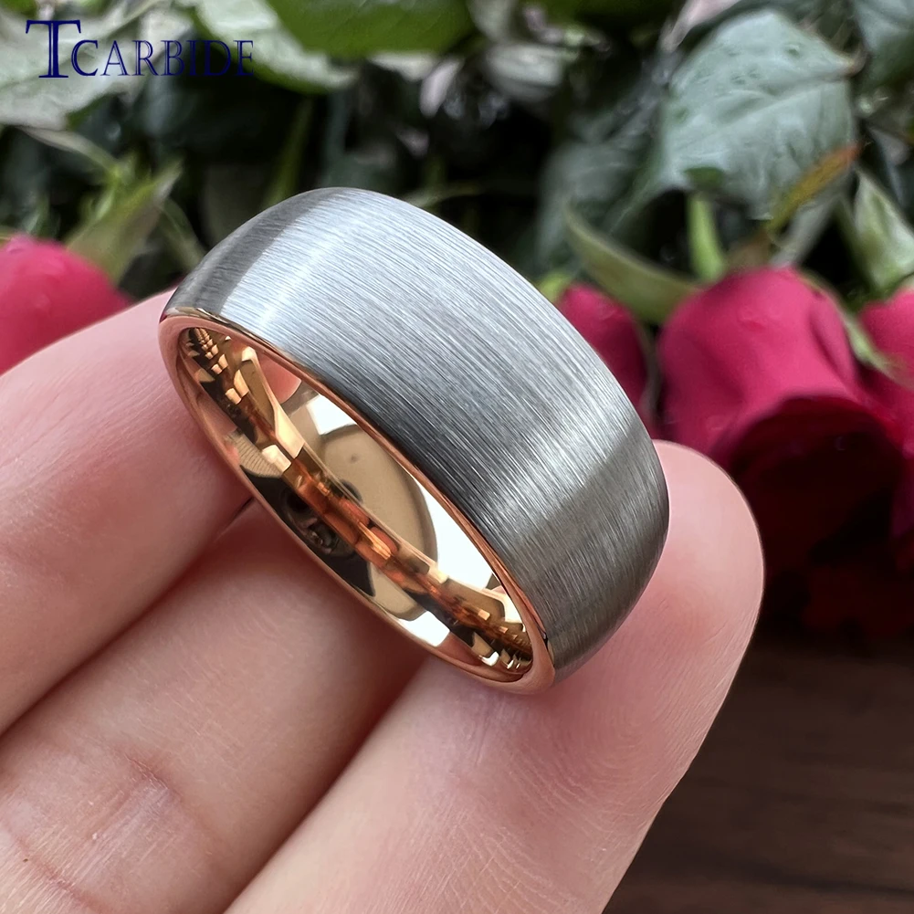 6mm 8mm Tungsten Engagement Ring For Women Men Domed Brushed Multicolor Jewelry Accessories Comfort Fit 2
