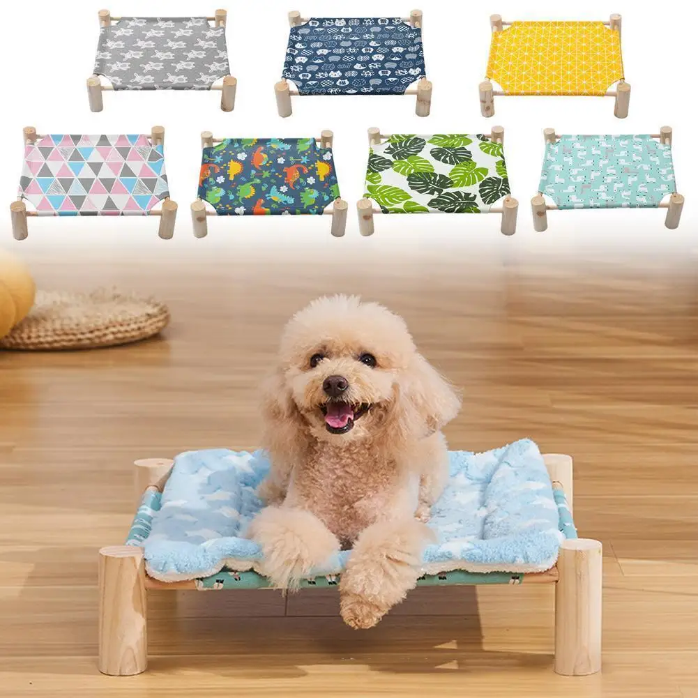 

Cats Wooden Sleeping Bed Breathable Removable Washable Kennel Dog Mat Puppy Kitten Sofa Summer Winter Small Animals Pet Supplies