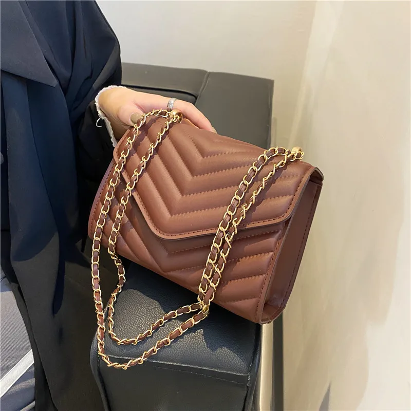 

Wave Pattern Women's Bag Rhombus Embroidery Thread Fashion One-shoulder Messenger Bag Ins Small Square Trendy Mini Flap Bag