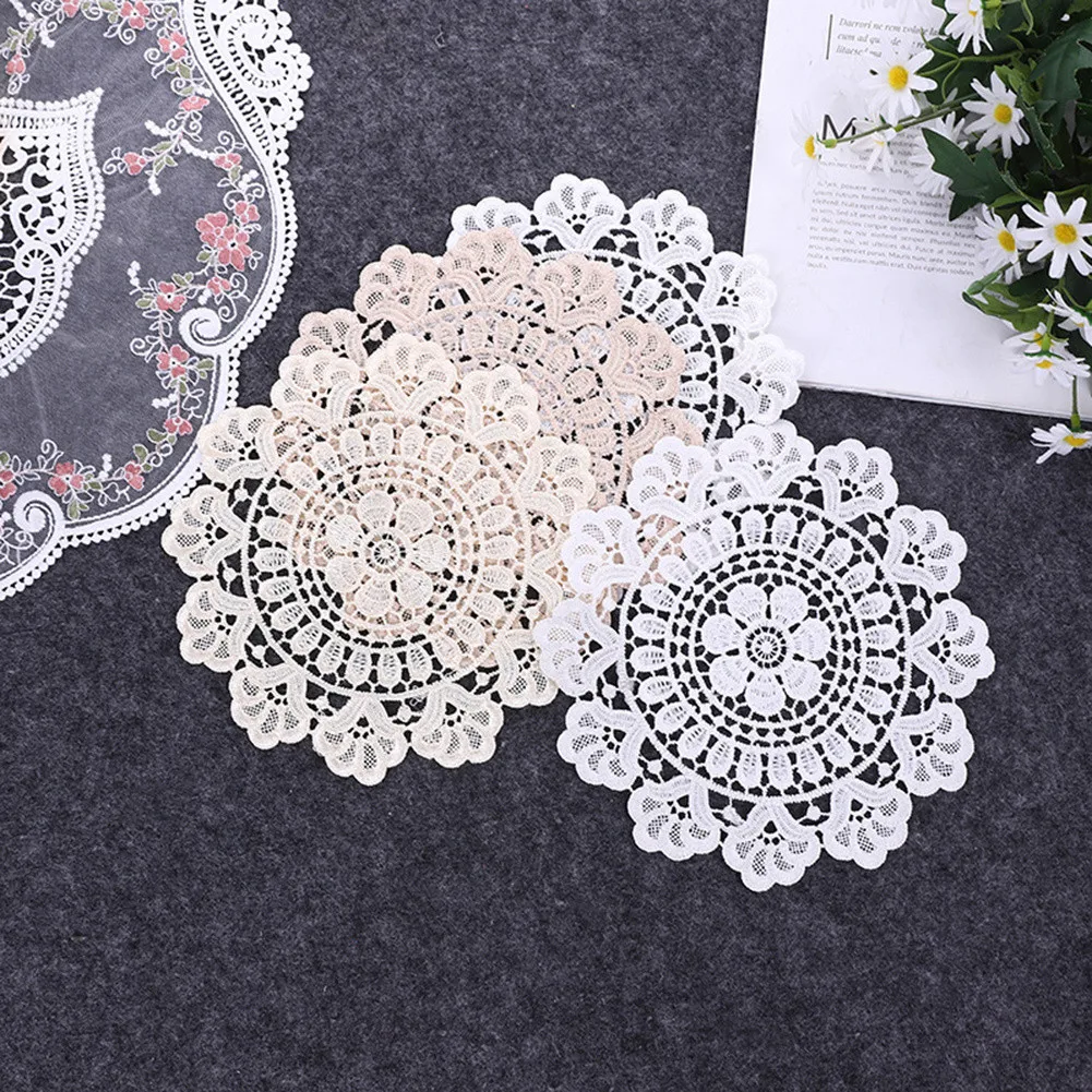 Kolo krajka doilies háčkování kolo krajka prostírání ubrousek prostírání pohár miska tácek rohož květinová střih kuchyň ruční