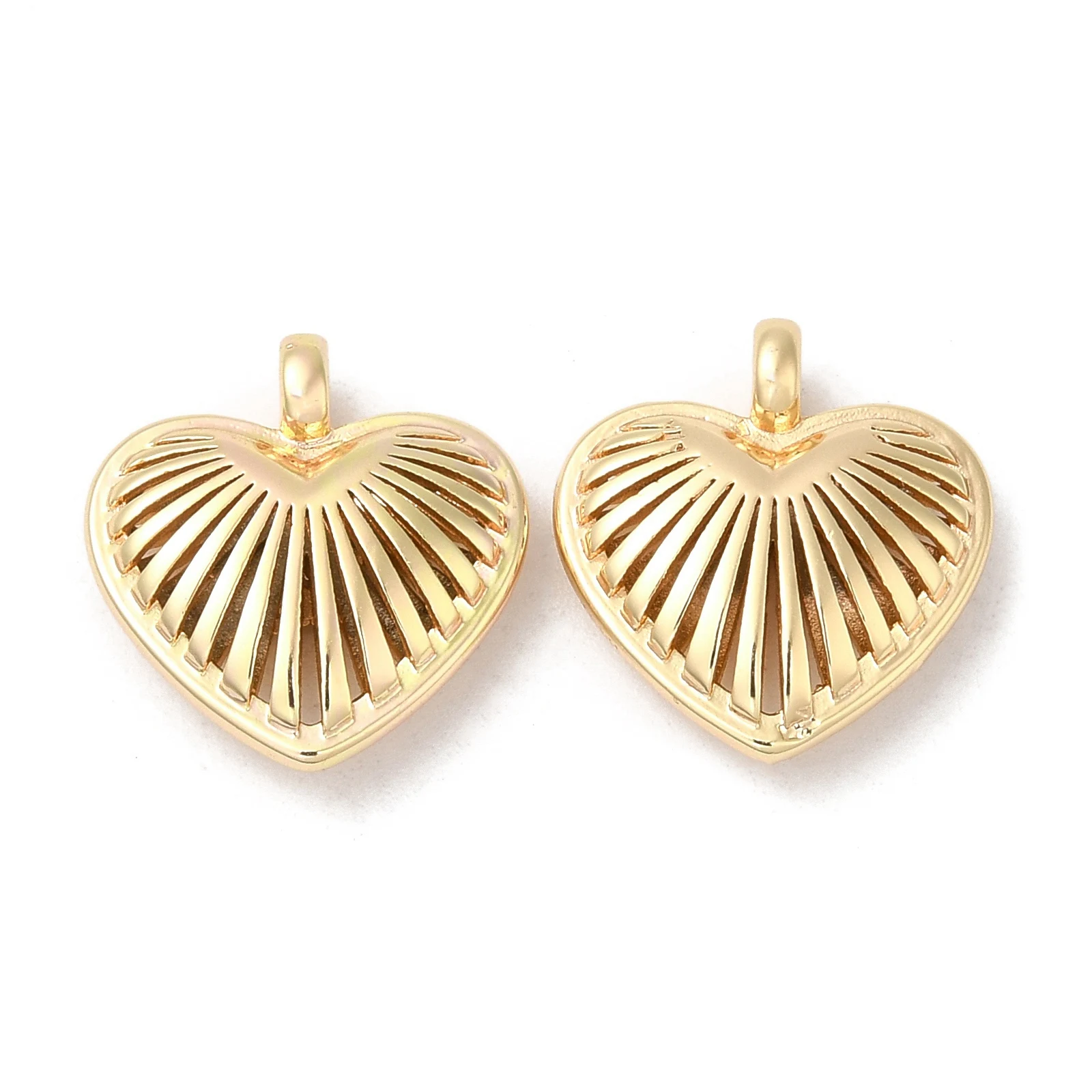 10pcs Heart Charms Brass Pendants Real 18K Gold Plated for Bracelet Necklace DIY Jewelry Making Findings Crafts 16x15x4.5mm