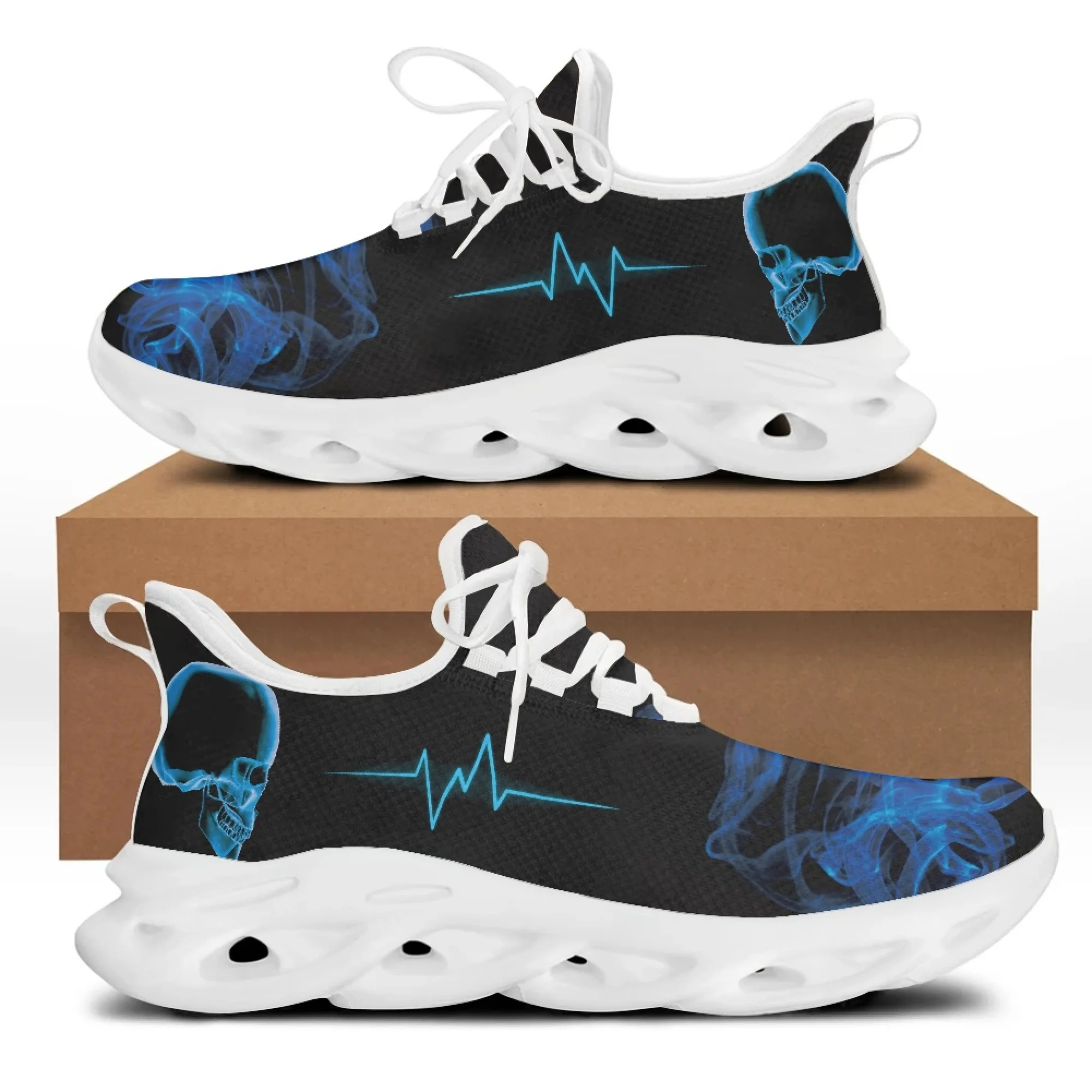 Yikeluo Radiologic Technologist Blue Print Casual Mesh Flats Sneakers Ladies Lightweight Lace Up Footwear Zapatos de Mujer