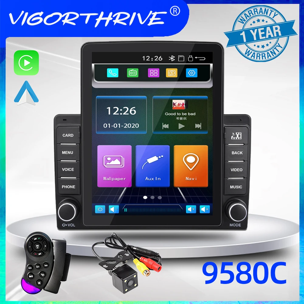 

Car Stereo 2 DIN 9.5'' Capacitive ​IPS Touch Screen Built-in carplay, Android Auto Dual USB Bluetooth Accessories for Vehicles