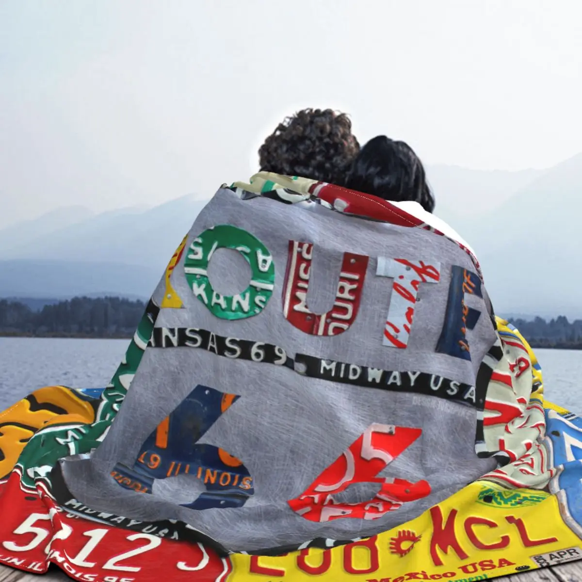 Route 66 Plaid Blankets Sofa Cover Fleece Spring Autumn Vintage Super Warm Throw Blanket for Home Outdoor Bedding Th