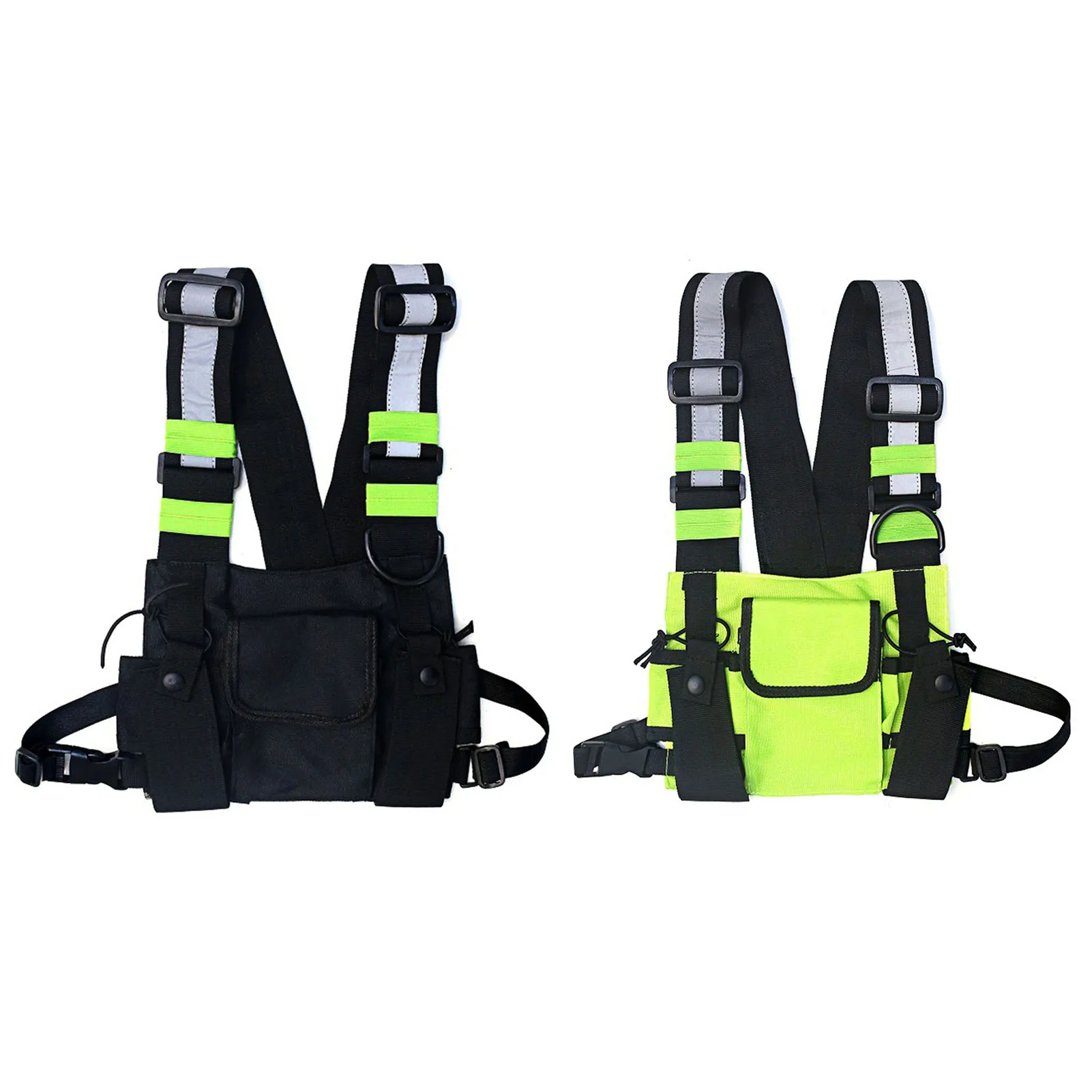 Chest Bag Adjustable Strap Reflective Waist Pack Unisex Multi-function Magic Sticker Vest Bag Hip Hop Vest Streetwear Bag